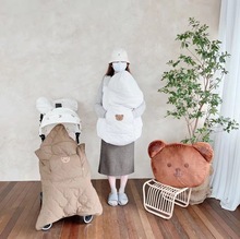 韩版儿童披风婴儿背带腰凳防风斗篷宝宝保暖加厚罩秋冬挡风推车毯