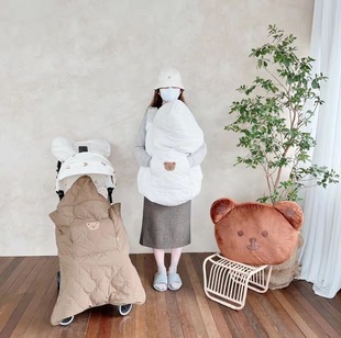 Korean Style Children's Cloak Baby Strap Waist Stool Windproof Cloak Baby Warm Thickened Cover Windshield Push Car Blanket for Autumn and Winter