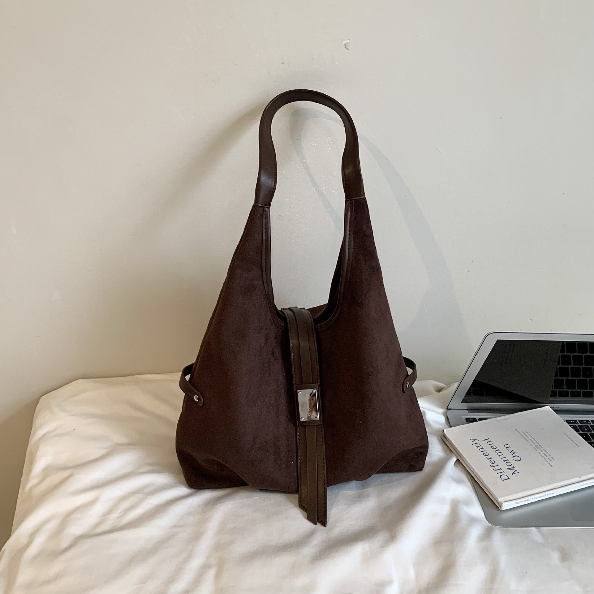 Bolso de Hombro Tote para Axila de Cuero PU con Cierre Magnético para Uso Diario