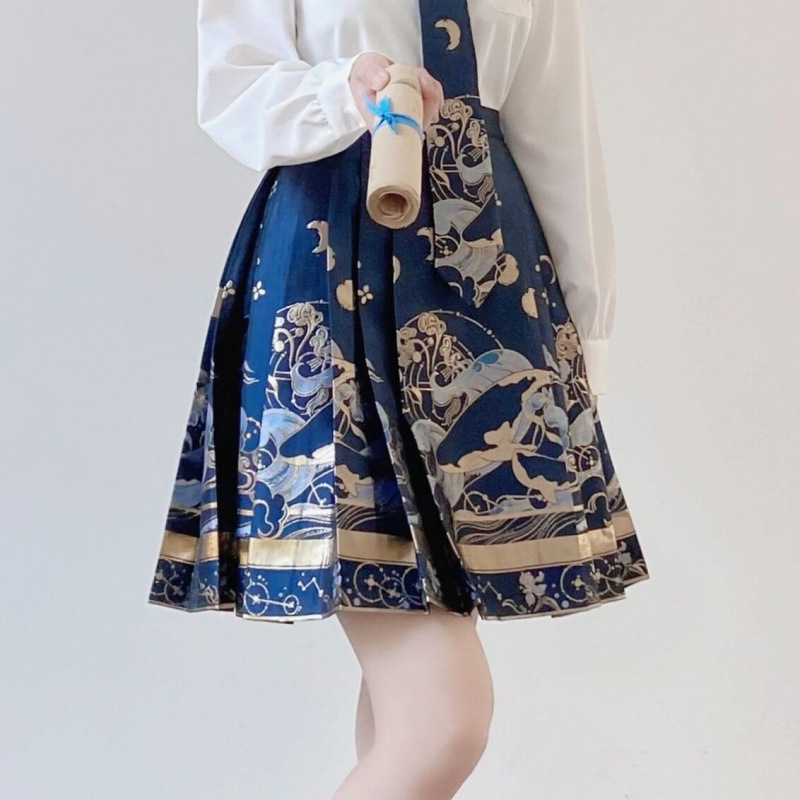 2026 Spring/Summer New Collection: Modernized Chinese Style Ming Dynasty Versatile Waist-Cinching Short Tang Suit Horse-Face Skirt for Girls