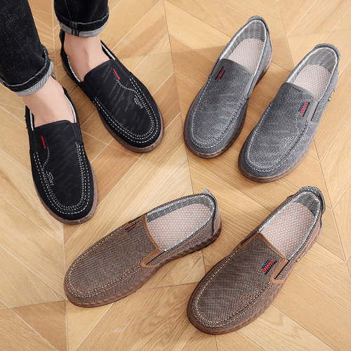 Old Beijing cloth shoes, men's casual shoes, breathable single shoes, dad shoes, spring and autumn soft soles, middle-aged and elderly slip-on shoes for the elderly