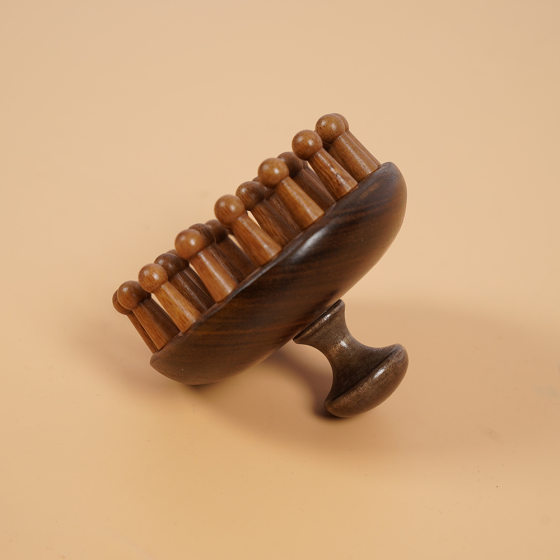 Dragon and Phoenix Sandalwood Disc Ring Comb Hair Meridian Comb Natural Ebony Comb Shampoo Scalp Dredging Massage Comb