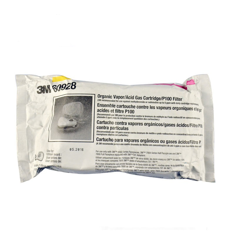 3M 60928 caja de filtro de máscara de gas químico anti-radiactivo olor a gas activado caja de filtro de carbón