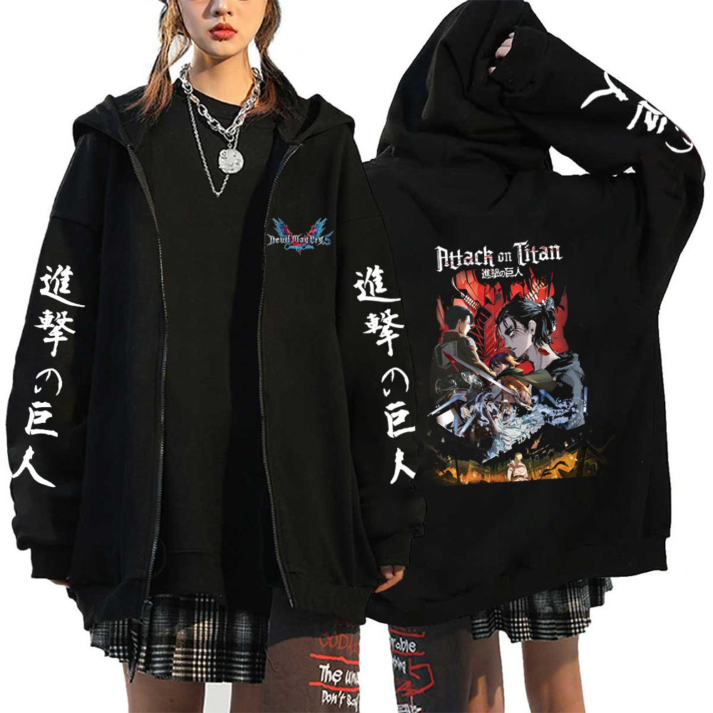 Anime Attack On Titan Men Women Zip Hoodies Yeager Eren