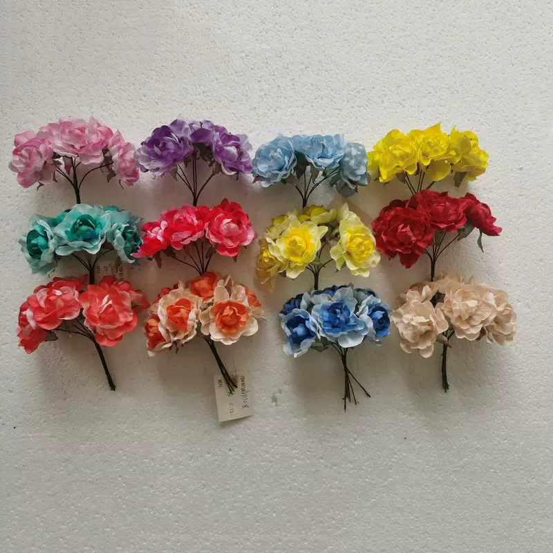 仿真花玫瑰花头厂家花球花墙插花花头材料绢花头装饰用