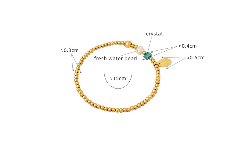 Casual Solid Color Titanium Steel Bracelets Beaded Crystal Pearl Stainless Steel Bracelets