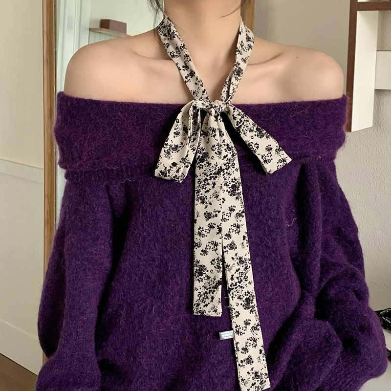 Pañuelo de seda, tira larga, sensación de alta calidad, todo fósforo, pequeños accesorios, primavera y verano, nuevos productos, pañuelo retro con lunares, cinturón decorativo para el cabello