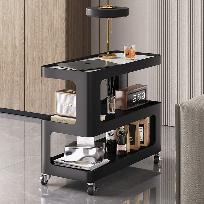 Mesa lateral de sofá de pizarra de roca, sala de estar, gabinete lateral móvil de lujo ligero, estante de hierro minimalista moderno, mesa pequeña, mesa pequeña, mesa pequeña