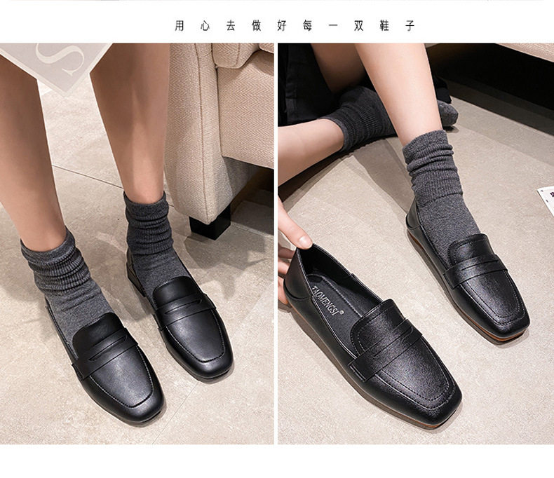 Giày lười nữ mũi vuông gót thấp 1–3 cm chất liệu sợi siêu mịn — Màu mơ, Màu đen chi tiết 15