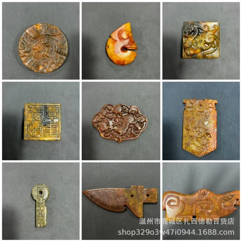 古遊び雑は古に似せて古い山の玉の彫刻の工芸品の小さい置物のメーカーの卸売りのペンダントのハンドルの露店をします。|undefined