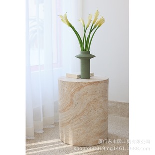 嘻物所 [沙发圆柱边桌边几民宿客厅仿大理石茶几设计艺术经典百搭]