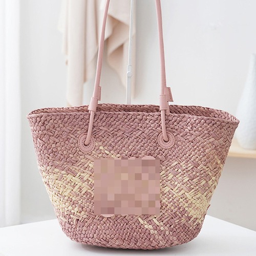 2024 New Luo Family Woven Grass Weave Bag Crossbody Bag Summer Beach Sand Grass Bag Large Capacity Bucket Shoulder Bag