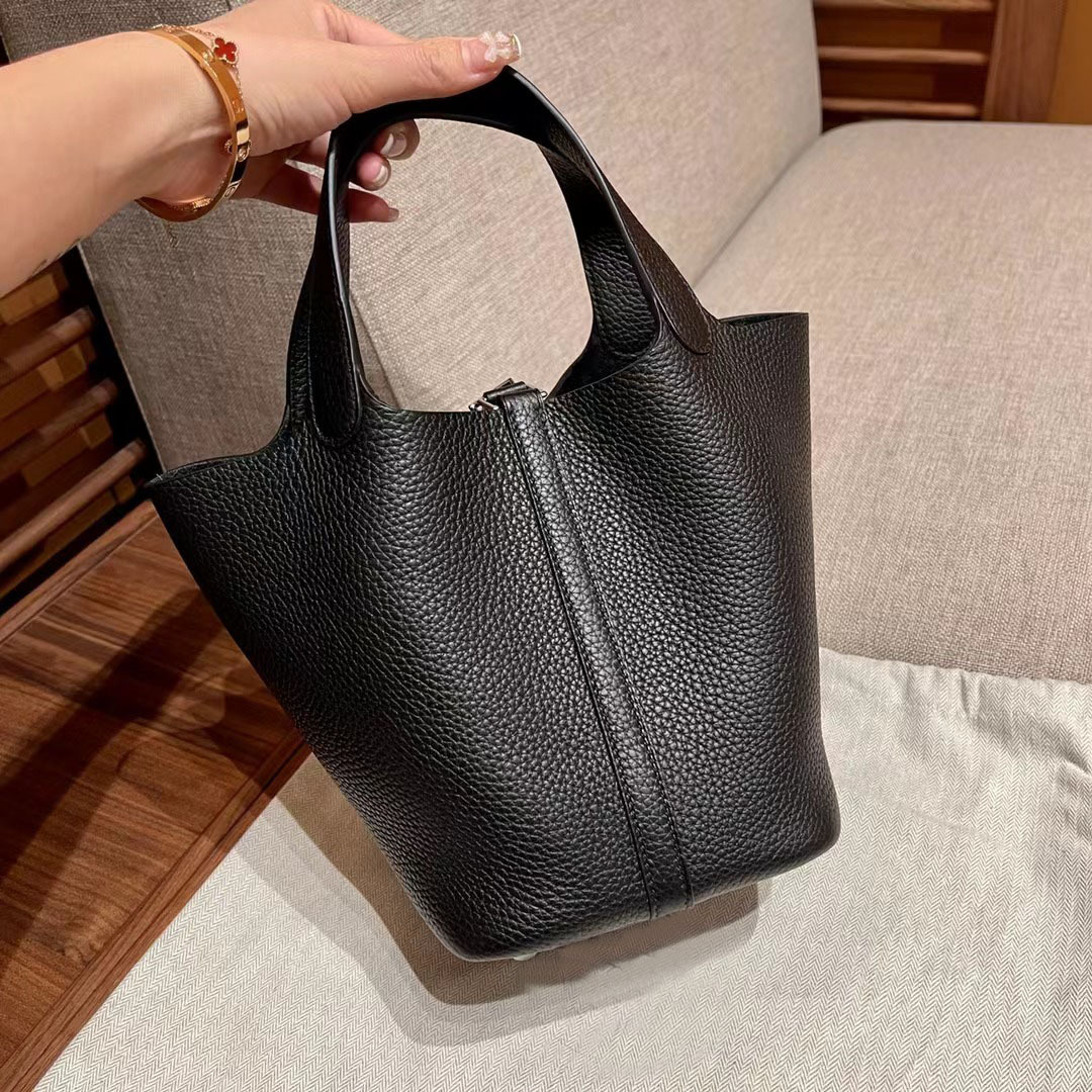 すべての手作りワックス糸縫製バスケットの女性バッグTCレイシ紋小牛皮18/22cm高級手提げバケツバッグ