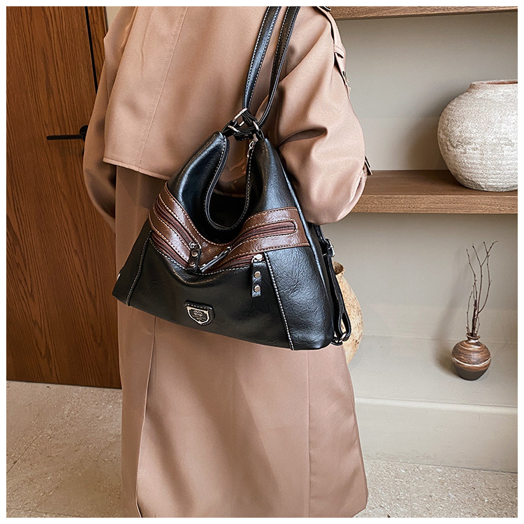 Femeii geantă de mână de umăr dublu Crossbody geantă de mână de mare capacitate geantă de mână retro cu un umăr la subraț_voghion.com