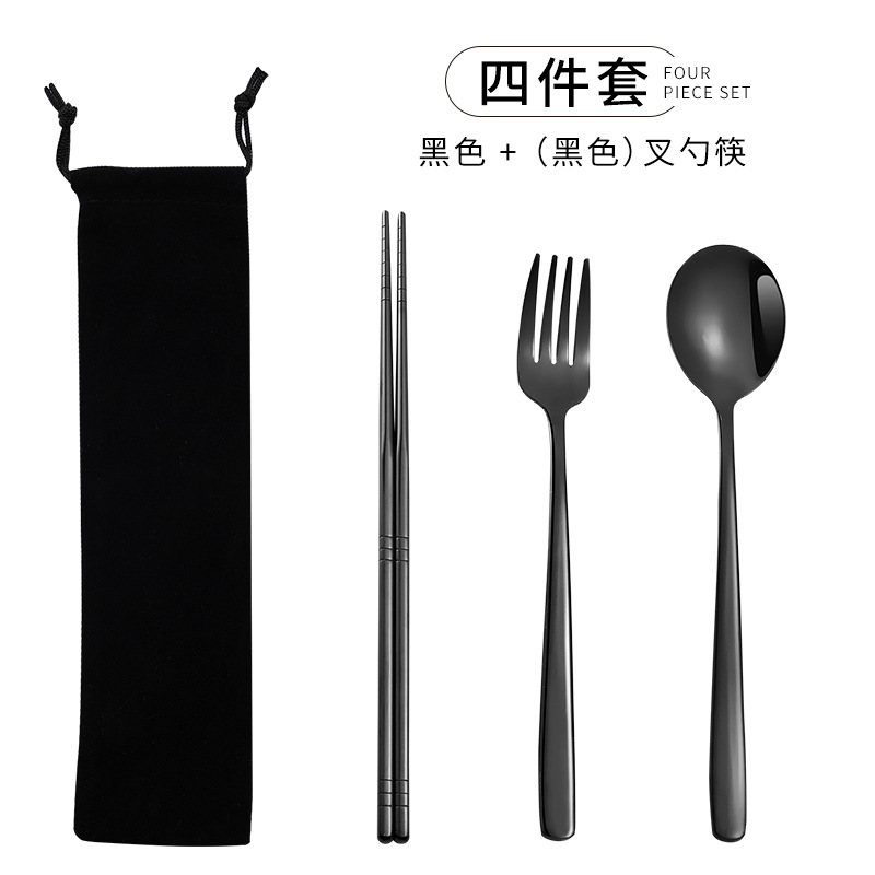 Venta caliente transfronteriza 304 paja de acero inoxidable vajilla portátil creativo chapado en oro palillos coreanos cuchara tenedor paja 7 piezas traje