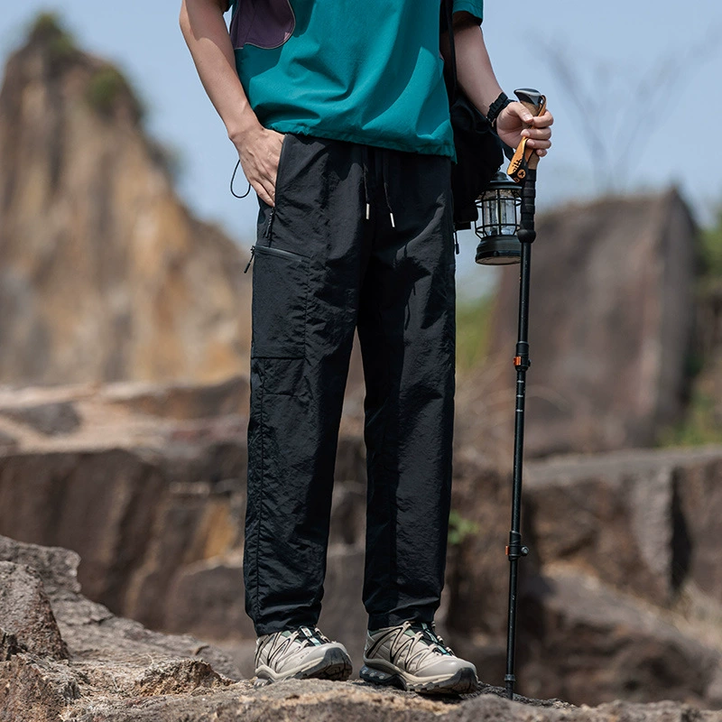 Популярные легкие спортивные брюки для мужчин в прямом эфире, высококачественные трехслойные быстросохнущие брюки из тонкого ледяного шелка, которые можно открывать дважды.