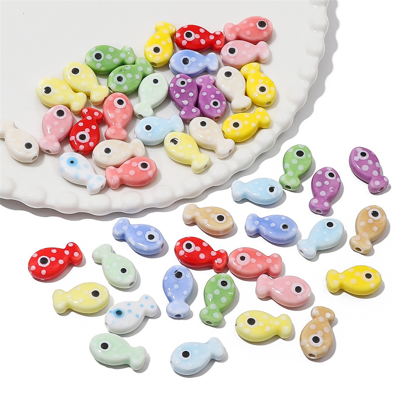2 Pieces 11 * 19mm Hole 2~2.9mm Ceramics Fish Beads display picture 2