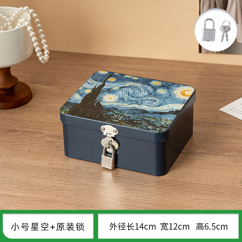 ロック付き収納ケースデスクトップ家庭用携帯電話ブリキケース貯金箱暗証番号ロックブラインドケース小箱整理収納物