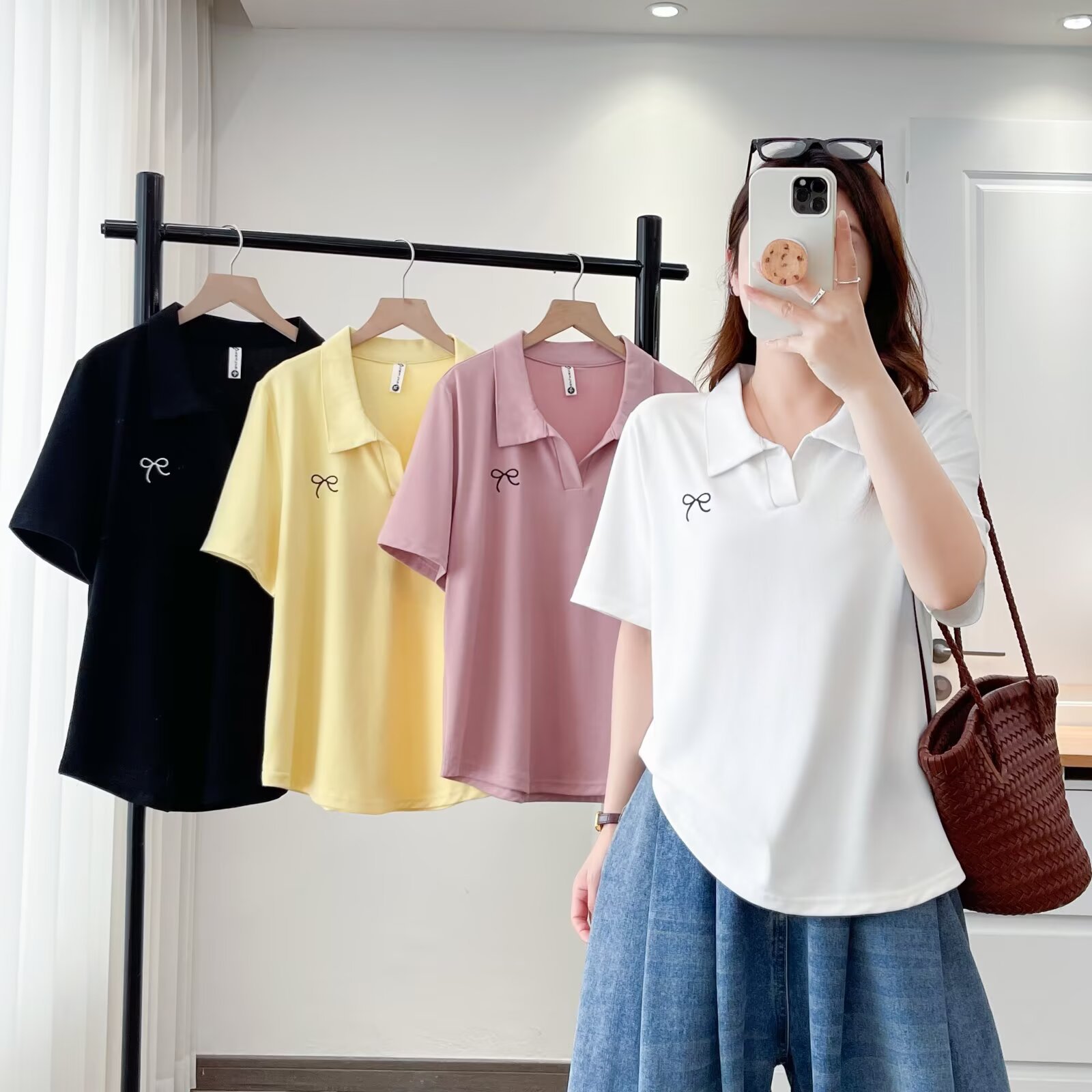 胖MM大码2026春夏款女装时尚减龄刺绣POLO领短袖T恤衫 z105  2618