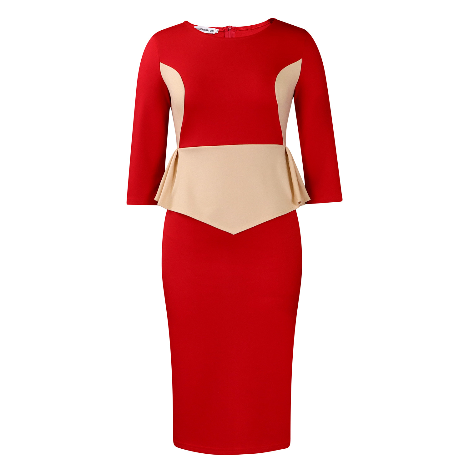Color Block Bodycon Dress Elegant Fashionable Office Wear Autumn Winter Collection Wholesale Available