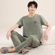 2025 New Arrival Pajamas Men's Summer Pure Cotton Short-sleeved Trousers Thin Casual Outwear Home Clothes Pure Cotton suit