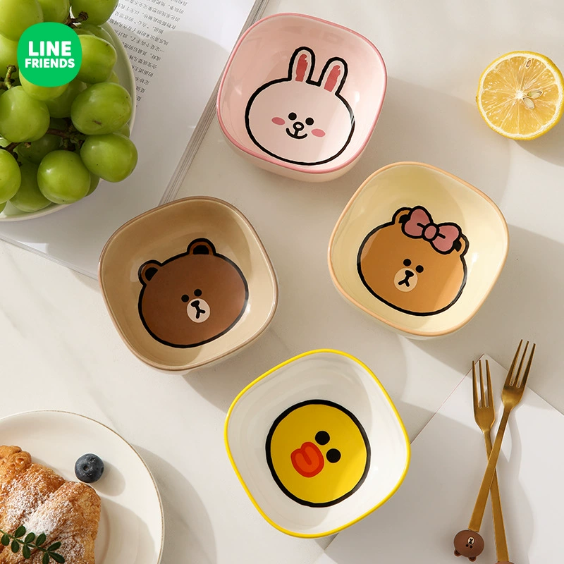 Тарелка для соуса LINE Friends в виде рвущейся кости, миска для макияж/приправа, маленькая керамическая тарелка для соевого соуса/уксуса, подача для хот-пота