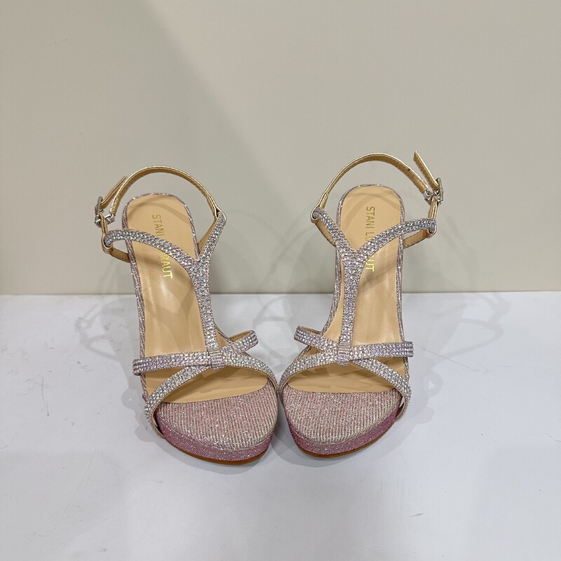 Waterproof Platform High-Heeled Shoes for Women, New Sexy Ladylike Style, Cross-Over Rhinestone Thick-Soled Stiletto Sandals with One-Strap Design, in Stock