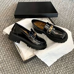 葡萄媽studiolee 2024春夏英倫風粗跟厚底加絨樂福鞋女小皮鞋單鞋