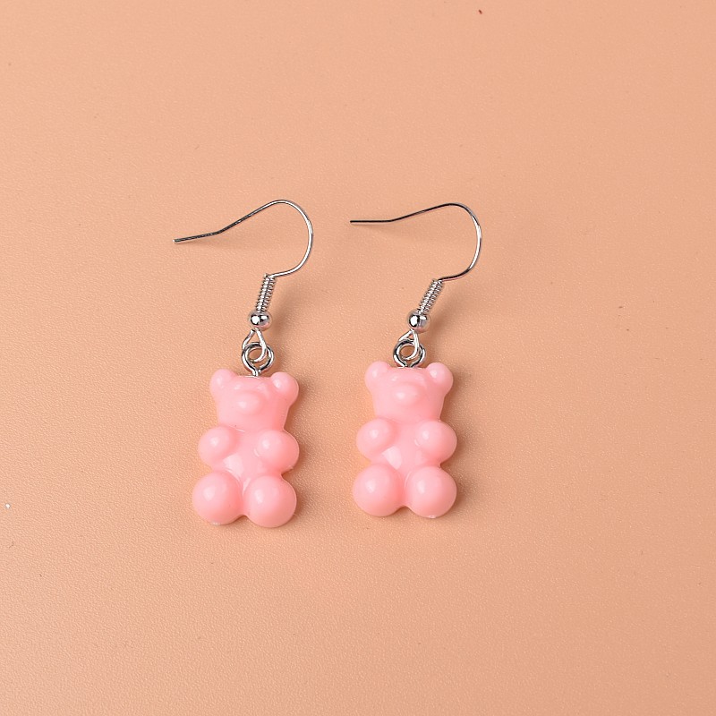 1 Pair Cute Lady Sweet Bear Resin Drop Earrings display picture 7