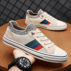 Men's shoes 2024 new trendy fly woven breathable sneakers men's summer and Korean version versatile soft sole lazy trendy shoes wholesale