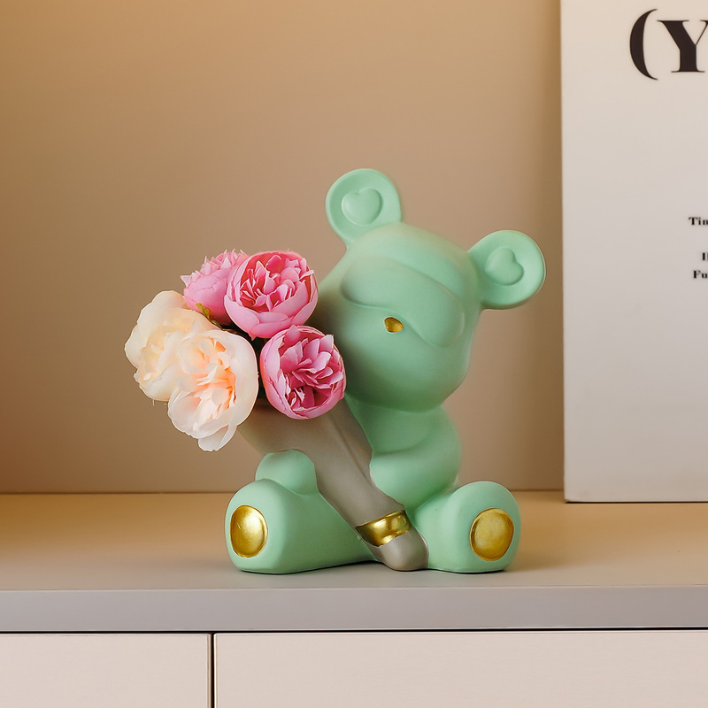 クリエイティブブーケ暴力的なクマ癒し感情的な装飾品リビングルーム玄関ホールワインキャビネットテレビキャビネットデスクトップ家の装飾|undefined