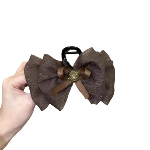 Autumn and winter bow-knot mesh clip, elegant temperament, Internet celebrity hairpin, cloud bubble shark clip-on hairpin on the back of the head