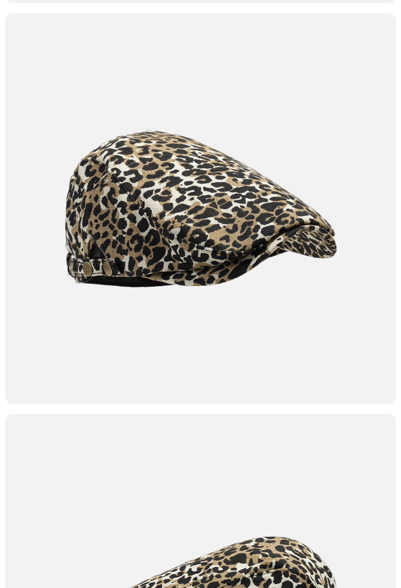 Designer Leopard Print Forward Hut Nische Vintage Baskenmütze ins Spice Girl Mode Newsboy Hut_voghion.com