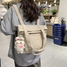 可爱灯芯绒包女卡通刺绣双肩包新款日系ins手提包高中学生休闲包