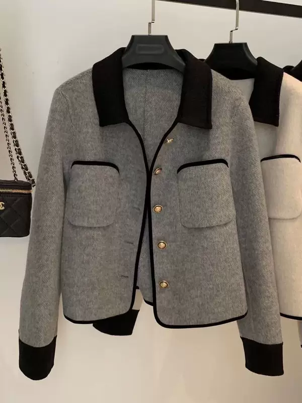 Демисезонное двухстороннее шерстяное короткое пальто для отдыха, стиль Шанель, корейский стиль, стиль вестерн