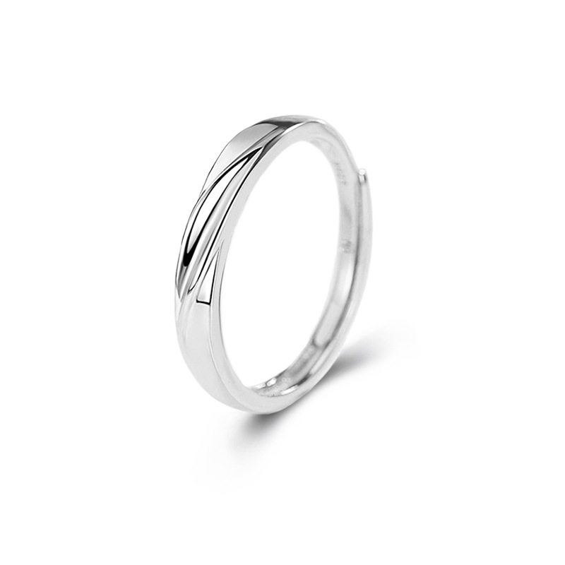 Anillo de pareja de amor de plata esterlina entrelazada