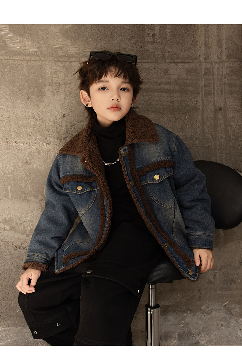 Giacca invernale in velluto per ragazzi, stile 2025, nuovo, per bambini di media e grande taglia, giacca in denim alla moda più spessa per ragazzi, autunno e inverno_voghion.com