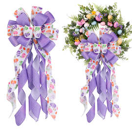 跨境复活节氛围大蝴蝶结节日装饰仿麻铁丝边拷克带蝴蝶结工艺品