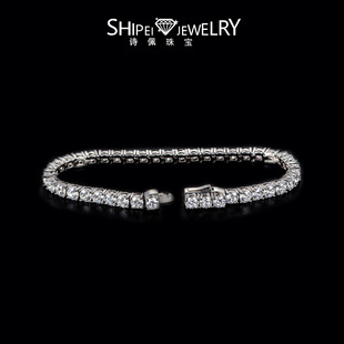Shipei Jewelry 2025 New 3.7mm Round Diamond 0.2Ct Bracelet Single Row Diamond Easiest for Match Women's Bracelet 15-18cm
