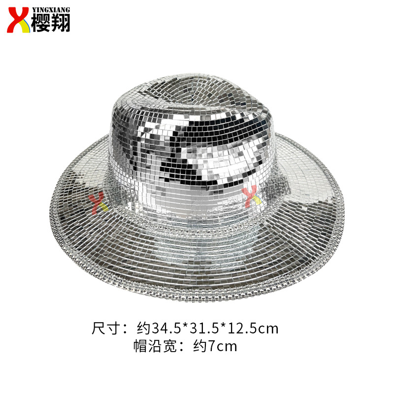 Sombrero de Espejo Disco, Sombrero de Pescador Láser, Estilo Nuevo Transfronterizo, Sombrero de Vaquero Reflectante para Fiesta de Baile, Moderno, Brillante y Genial