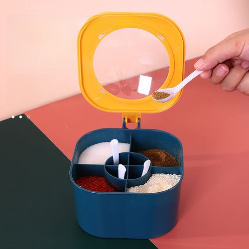 Four-in-One Seasoning Box Kitchen PP Storage Box MSG Household Condiment Salt Jar Sugar Condiment Jar Set Wholesale
