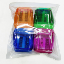 采购专属学生塑料彩色透明卷笔刀双孔素描削笔刀器手动铅笔刨笔刀