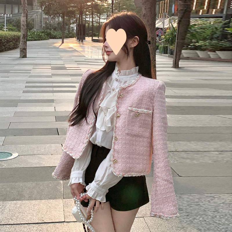 Western-Style Small Fragrance Jacket for Women, Thickened Spring Versatile Retro Style Ladylike Tweed Top for Women