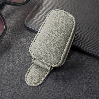 Explosions Car Glasses Holder Card Holder Car Leather Multifunctional Sunglasses Holder Bill Sunshade Storage Cross-border New Products (Car Glasses Clip/Bill Clip) - grey