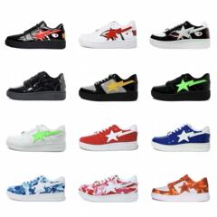 BAPESTA SK8 DUNK ブラック ホワイト シャーク パテントレザー トレンド カジュアル バイブ ロートップ スポーツ スケートボード シューズ