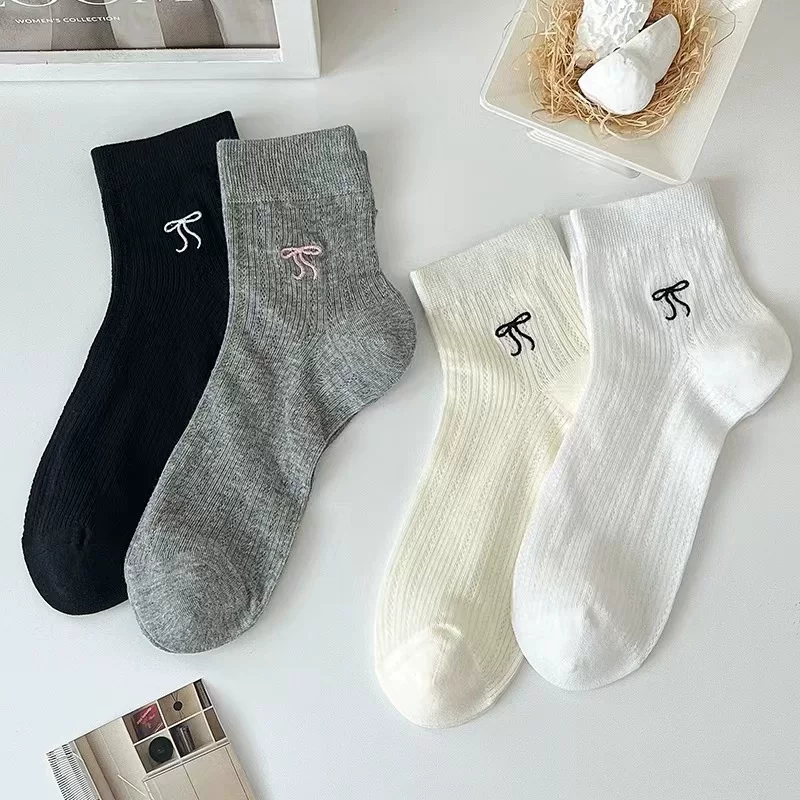 Summer thin cute brand socks with bow, internet celebrity