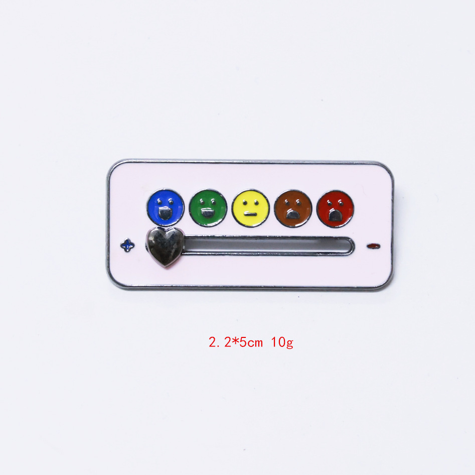 Broche de conversión de estado de ánimo europeo y americano Personalidad Deslizable Electricidad social Emoji Insignia de metal Accesorios de joyería femenina Pin