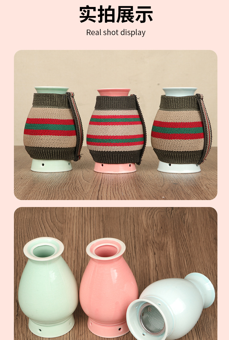 Facial Moxibustion Cup Ceramic Peach Blossom Facial Warming Tool with Cloth Cover for Home and Spa Use specifications