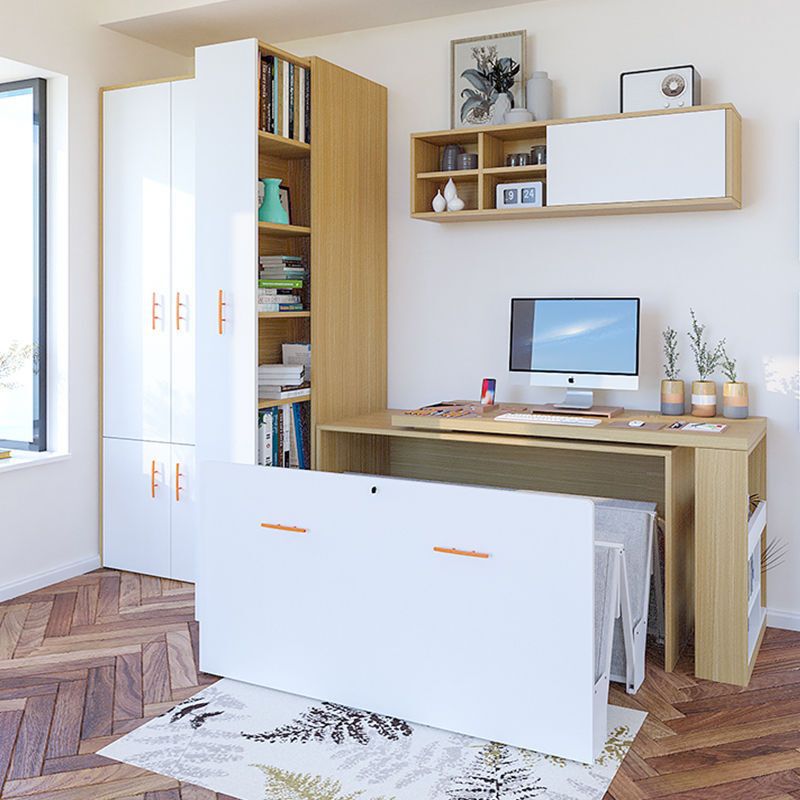 Multifunctional Computer Office Desk Bookshelf Combination Corner Bookcase Integrated Invisible Bed Study Lunch Break Folding Bed