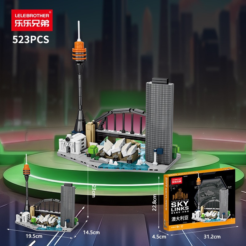 Signos de la ciudad skyline arquitectura vista callejera bloques modelo de micro paisaje juguetes para niños adornos rompecabezas regalos del 1 de junio